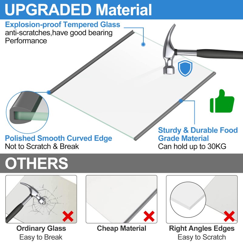 Alvar UPGRADED W11188040 Refrigerator Glass Shelf Compatible with Whirlpool Fresh Food Upper Glass Shelf Replacement,Tempered Glass Shelf Parts W11135529,AP6286990, Fit WRS312/ WRS315/ WRS321/WRS325..Series - Image 4