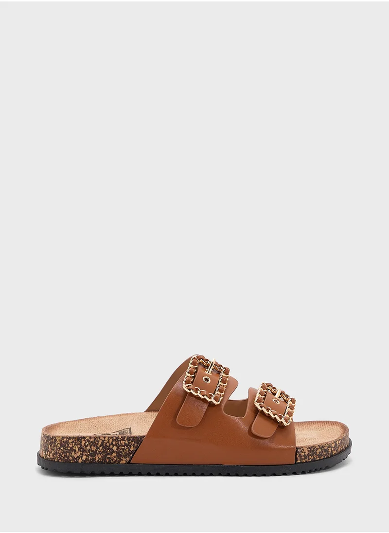 جينجر Two Buckle Casual Sandal Slide