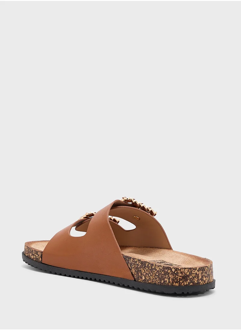 جينجر Two Buckle Casual Sandal Slide
