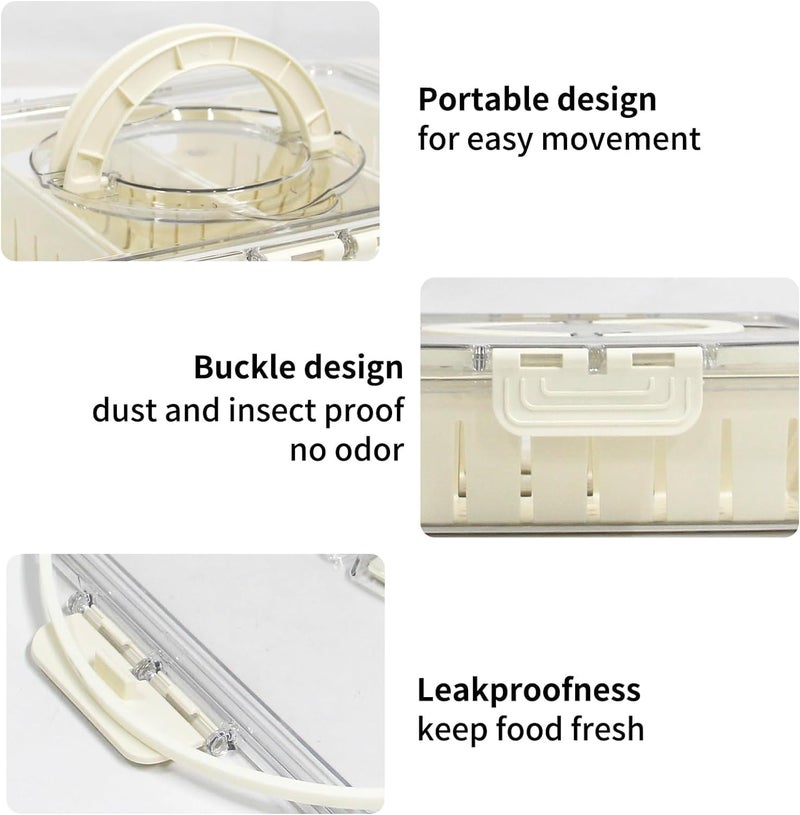 Qshare Divided Fridge Storage Box with 4 Serving Veggie Box with Lid and Handle - Airtight Fridge Organizer with Removable 4 Compartments - Keeps Fruits, Vegetables, Meal Prep. (4 Compartments - 1 PC) - Image 5
