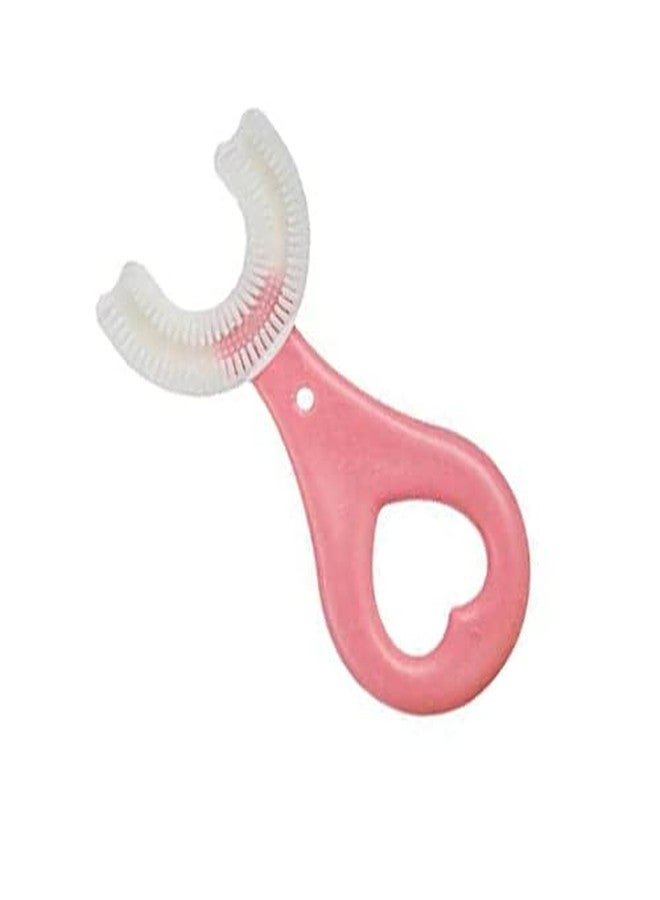 OCER Baby Toothbrush, Teeth Dental Care Hand-Held Version, Manual Toothbrush 360 Oral Teeth Cleaning Tools, Infant Toothbrush For 2-6 Year Children Food Grade Soft Silicone Brush Head.,Peach - Image 1