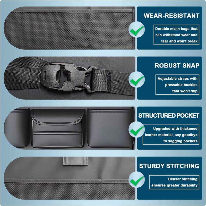 VEHIRIE Car Back Seat Organiser with Foldable Table Tray - Premium Leather Kick Mats for Children - Image 3