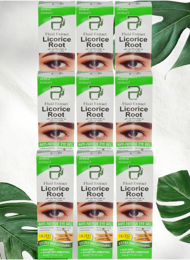 PYRON 9 Pieces Licorice Root Fluid Extract Anti Fatigue Eye Gel Extra Brightening 30g  - Image 1