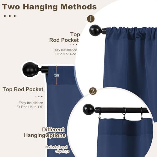 HolidayIdeas Waterproof Patio Outdoor Curtains with Rod Pocket 4 Panels- UV & Privacy Protect Weatherproof Gazebo Outdoor Drapes for Porch, Balcony, Apartment, Sliding Glass Door, Navy, 54x95 Inch - Image 3