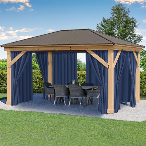 HolidayIdeas Waterproof Patio Outdoor Curtains with Rod Pocket 4 Panels- UV & Privacy Protect Weatherproof Gazebo Outdoor Drapes for Porch, Balcony, Apartment, Sliding Glass Door, Navy, 54x95 Inch - Image 1