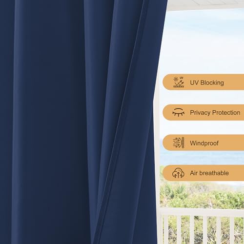 HolidayIdeas Waterproof Patio Outdoor Curtains with Rod Pocket 4 Panels- UV & Privacy Protect Weatherproof Gazebo Outdoor Drapes for Porch, Balcony, Apartment, Sliding Glass Door, Navy, 54x95 Inch - Image 4