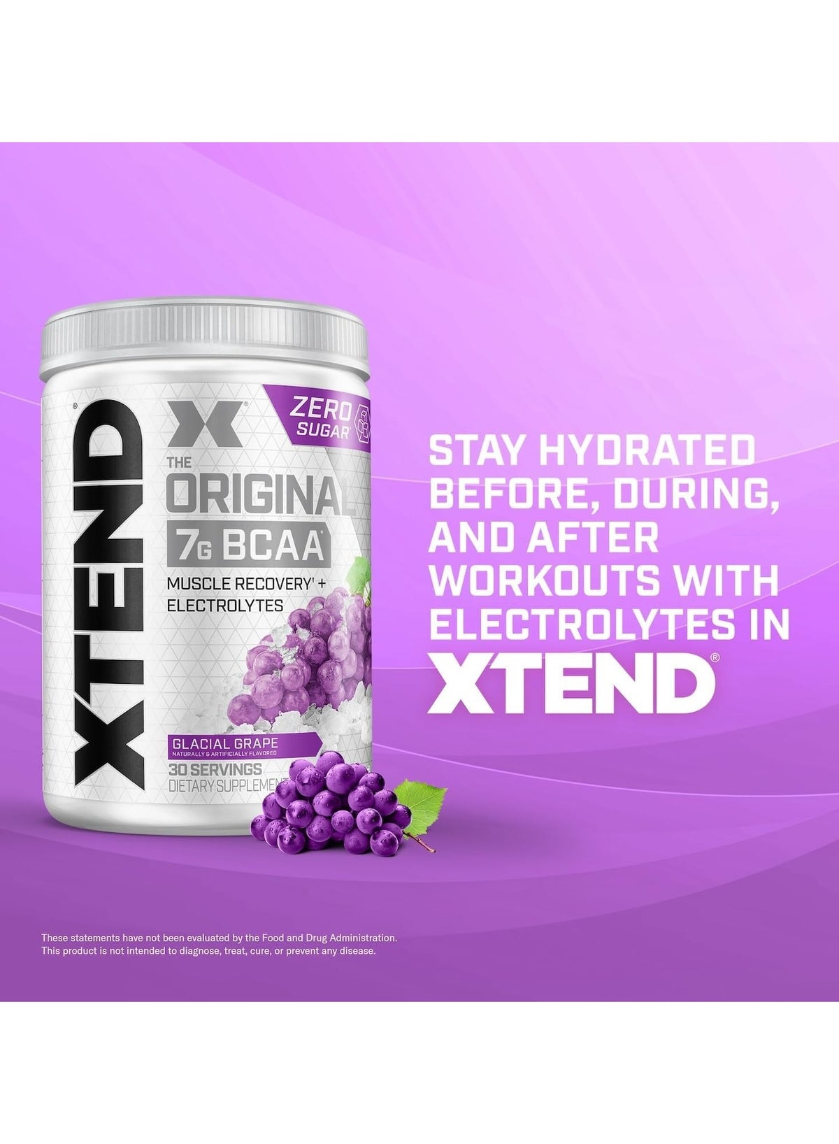 XTEND Glacial Grape Original BCAA Powder 390g 30 Servings