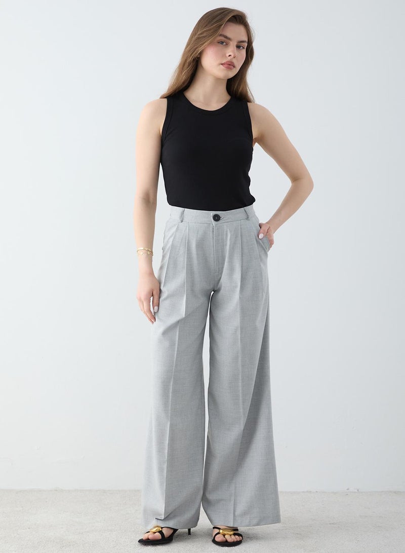 trendyol Gray Wide Leg Pants - Image 2