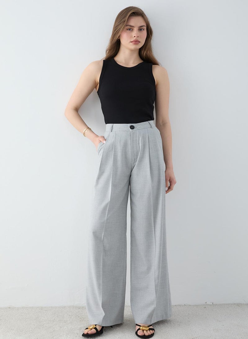 trendyol Gray Wide Leg Pants - Image 1