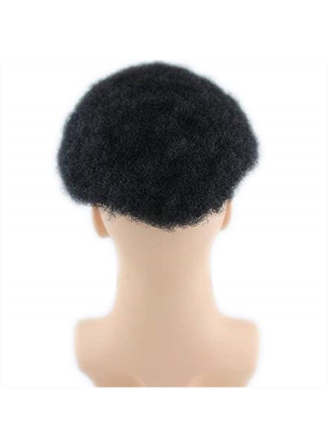 Voloria Rossy&Nancy Brazilian Virgin Human Hair Afro Curl Toupee 10x8inch for Black Men with Men Hair System Human Hair #1 Jet Black - Image 4