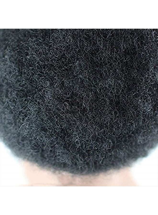 Voloria Rossy&Nancy Brazilian Virgin Human Hair Afro Curl Toupee 10x8inch for Black Men with Men Hair System Human Hair #1 Jet Black - Image 5
