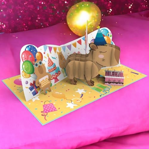 Rykamia Capybara Birthday Pop Up Card, Cute Capy Birthday Greeting Card, Capy Birthday Card, Capybara Gifts, Capybara Birthday Card, Capy Birthday Card, Capybara Card 3D, Capy Birthday Pop Up Card - Image 4