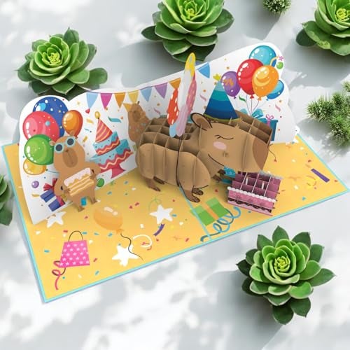 Rykamia Capybara Birthday Pop Up Card, Cute Capy Birthday Greeting Card, Capy Birthday Card, Capybara Gifts, Capybara Birthday Card, Capy Birthday Card, Capybara Card 3D, Capy Birthday Pop Up Card - Image 2