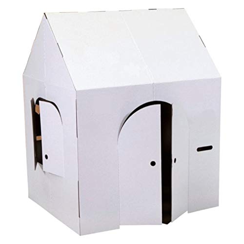 Easy Playhouse Blank Crafty Cottage  Kids Art and Craft for Indoor Fun Color Draw Doodle on this Blank Canvas  Decorate and Personalize a Cardboard Fort 32 x 265 x 405  Made in USA Age 3 - Image 1