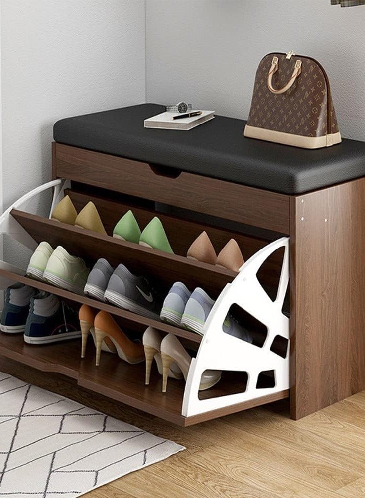 JOMILA Shoe Storage Bench with Hidden Shoe Rack,Leather Entryway
