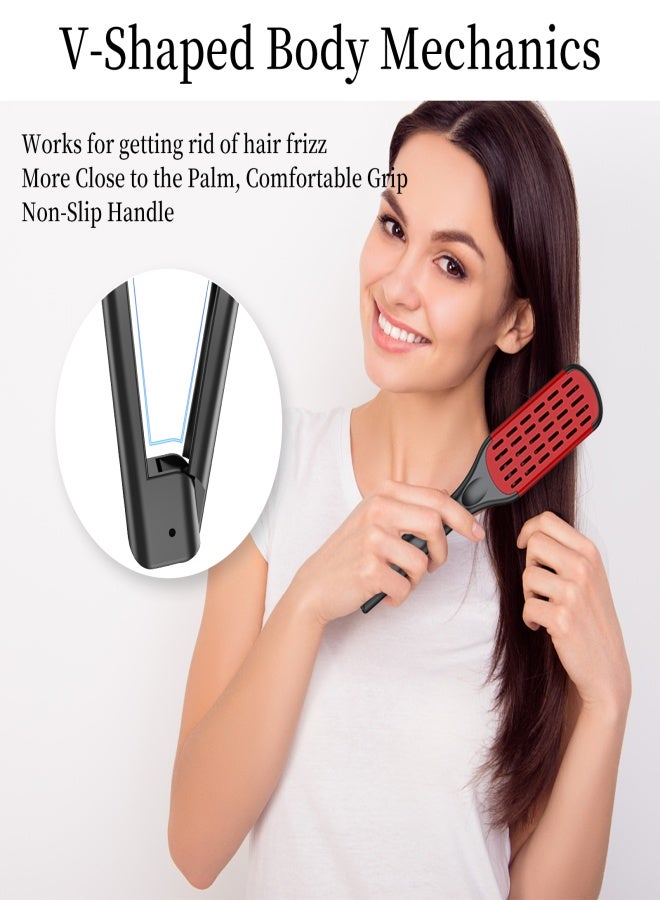 Aiseely Hair Straightening Comb Double Sided Bristle Hair Brush Clamp Straightener Comb Natural Fibres Styling Tool - Image 4