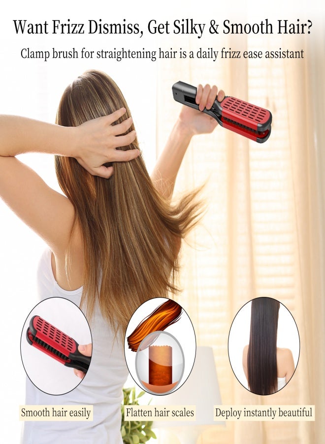 Aiseely Hair Straightening Comb Double Sided Bristle Hair Brush Clamp Straightener Comb Natural Fibres Styling Tool - Image 3