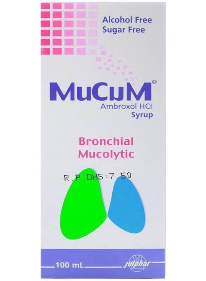 شراب المخاط الخالي من السكر في زجاجة زجاجية 100 مل