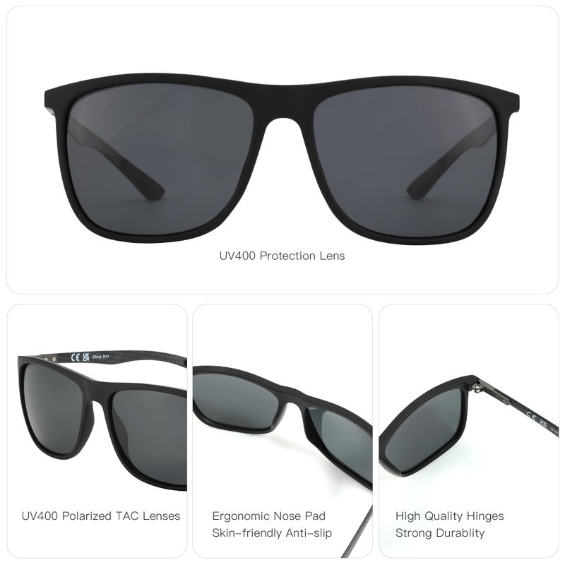 ZENOTTIC Square Polarized Sunglasses for Men Ultralight Carbon Fiber Sun Glasses Driving Fishing Golf Sports UV400 Protection - Image 4