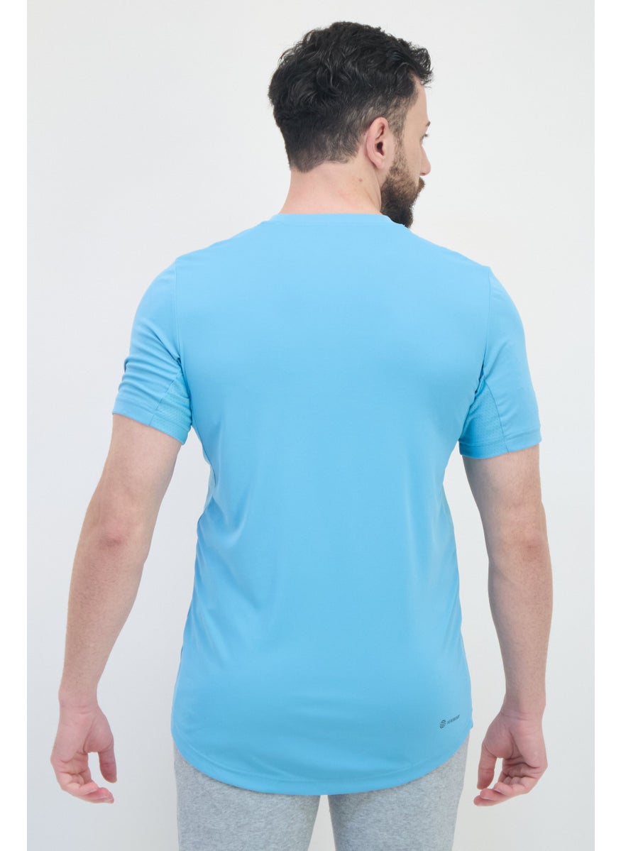 Adidas Men Regular Fit Short Sleeves Training T-Shirt, Turquoise  - Image 3
