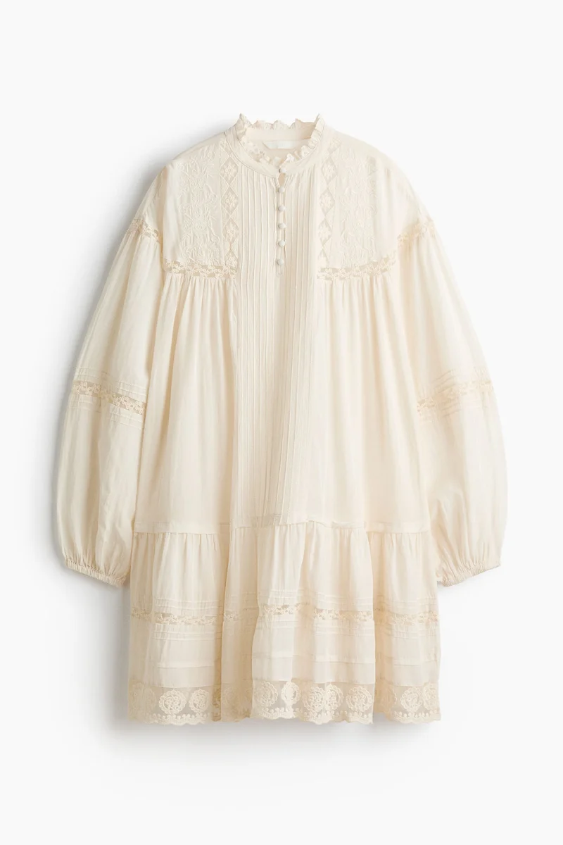 Lace-trimmed tunic dress