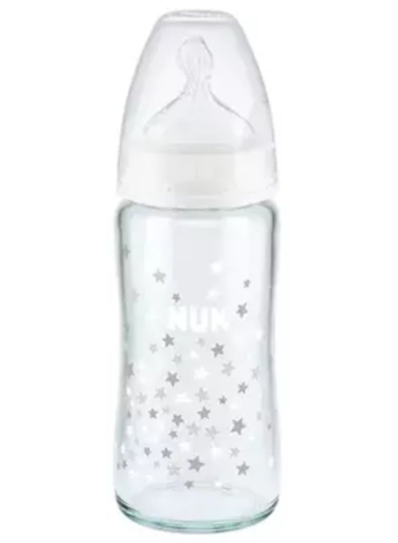 NUK First Choice+ Glass Baby Bottle 240ml (0–6 Months)