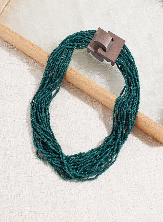 Coiris Fashion Multi Layer Strand Collar Colorful Chunky Necklace for Women Tropic Boho Style Necklace, Plastic, No Gemstone - Image 3