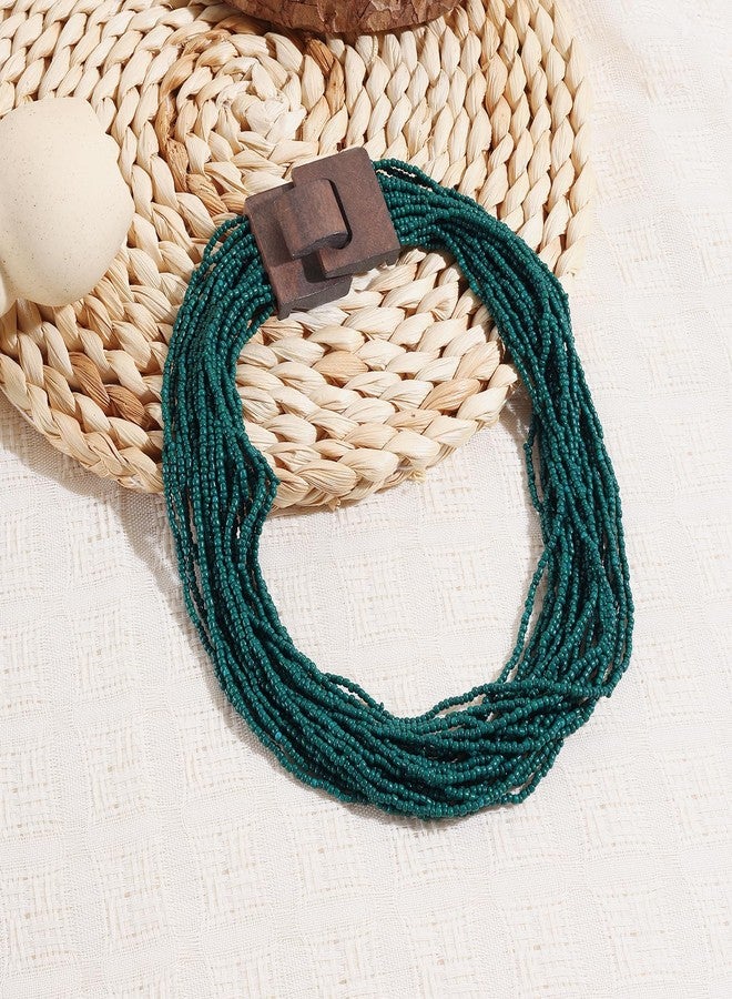 Coiris Fashion Multi Layer Strand Collar Colorful Chunky Necklace for Women Tropic Boho Style Necklace, Plastic, No Gemstone - Image 5