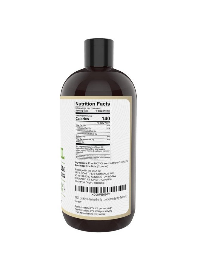 Left Coast Performance - Mct Oil Keto Derived Only From Coconuts (32Oz). C8 And C10. Keto Diet ; Paleo Friendly. Each Batch Is Independently Tested (32Oz) - Image 1