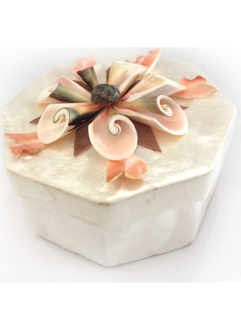 evinizdeki okyanus esintisi turkuaz hediyelik Capiz Box Large-Octagonal 
