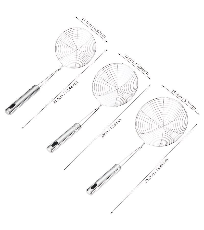 Extra Large 20-1pc Stainless Steel Skimming Spoon Strainer With Heat Resistant Handle Kitchen Tool For Frying Draining Pasta And Scooping Food Food Grade Metal - Image 3