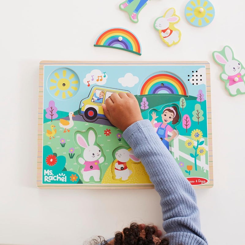 Melissa & Doug Ms. Rachel Wooden Song Puzzle – 6-Piece Light-Activated Sound Puzzle for Toddlers & Preschoolers - Image 2