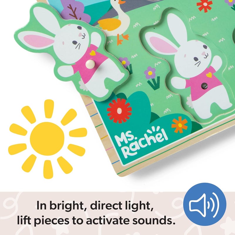 Melissa & Doug Ms. Rachel Wooden Song Puzzle – 6-Piece Light-Activated Sound Puzzle for Toddlers & Preschoolers - Image 4