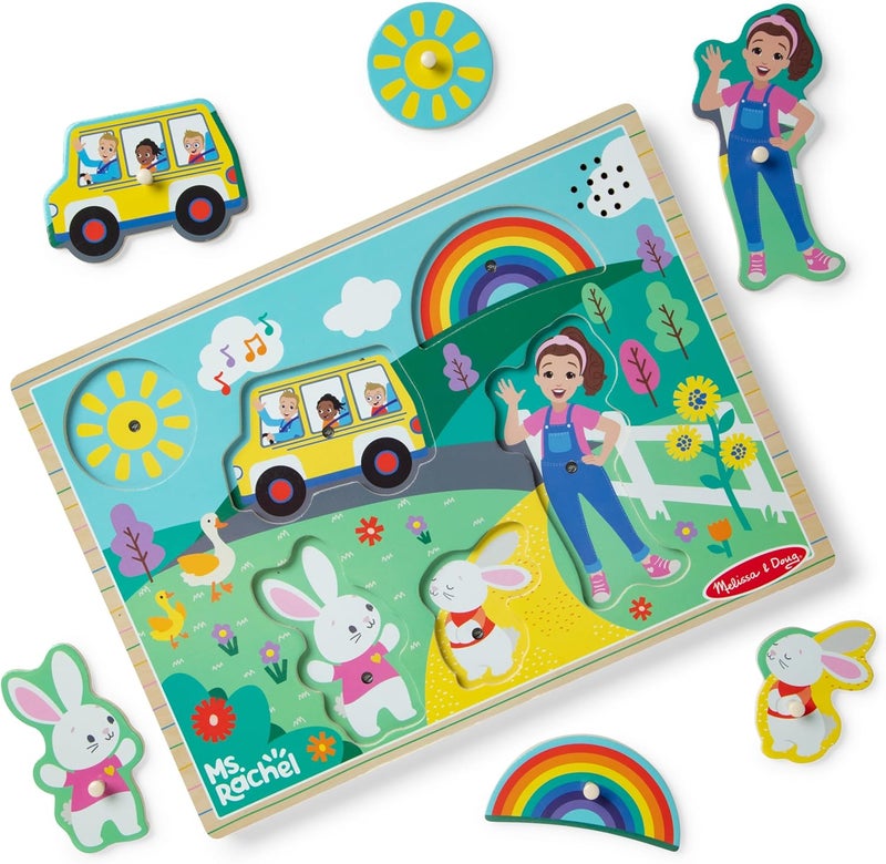Melissa & Doug Ms. Rachel Wooden Song Puzzle – 6-Piece Light-Activated Sound Puzzle for Toddlers & Preschoolers - Image 1