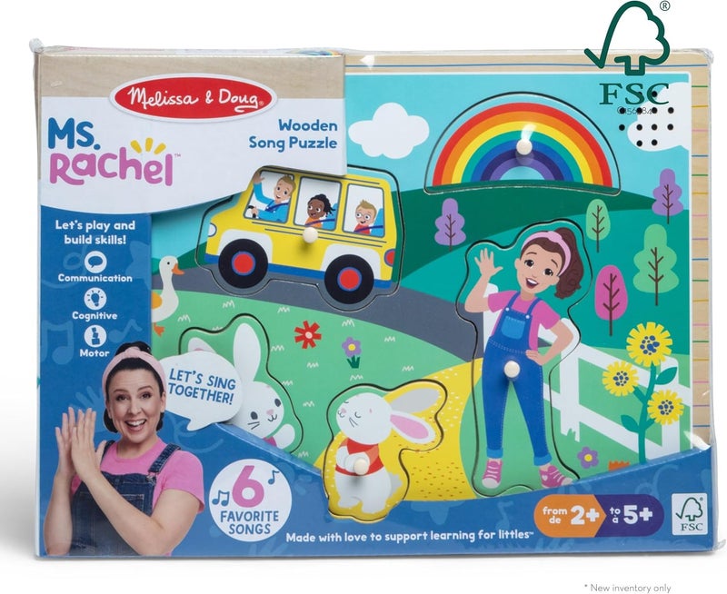 Melissa & Doug Ms. Rachel Wooden Song Puzzle – 6-Piece Light-Activated Sound Puzzle for Toddlers & Preschoolers - Image 3