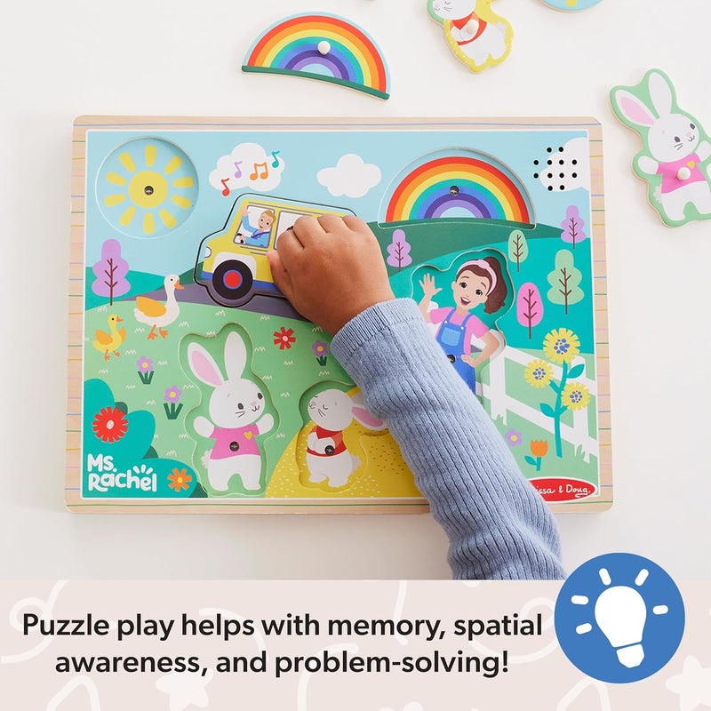 Melissa & Doug Ms. Rachel Wooden Song Puzzle – 6-Piece Light-Activated Sound Puzzle for Toddlers & Preschoolers - Image 5
