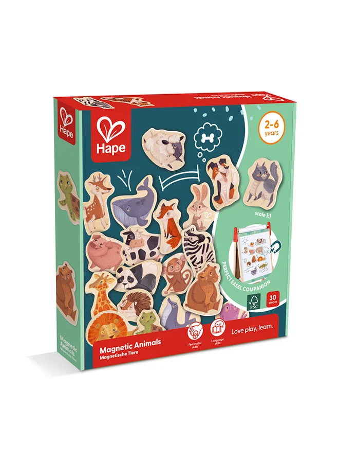 Hape 30-pcs Wooden Magnetic Animals, Animal Magnets, Toys For 2 Years & Up, Educational Toys,Magnet Toys