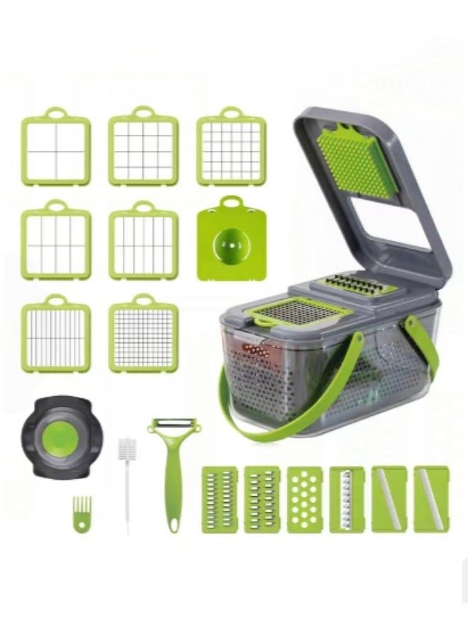 كيوومي قطاعة خضار ٢٢ قطعة، قاطع فواكه متعدد الوظائف، حرير سميك/حرير رقيق/شريحة سميكة/قطع زهور/طاحونة - Image 2