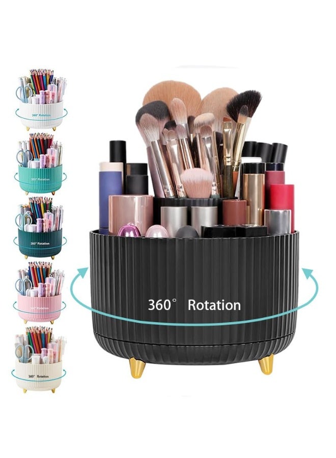 Makeup Brush Holder,360° Rotating Makeup Brush Organizer,5 Slot Make up Brushes Cup for Cosmetics,Large Capacity,For Nail Polish, Art Supply, Bathroom Vanity,Cosmetics Organizer,Cream  - Image 5