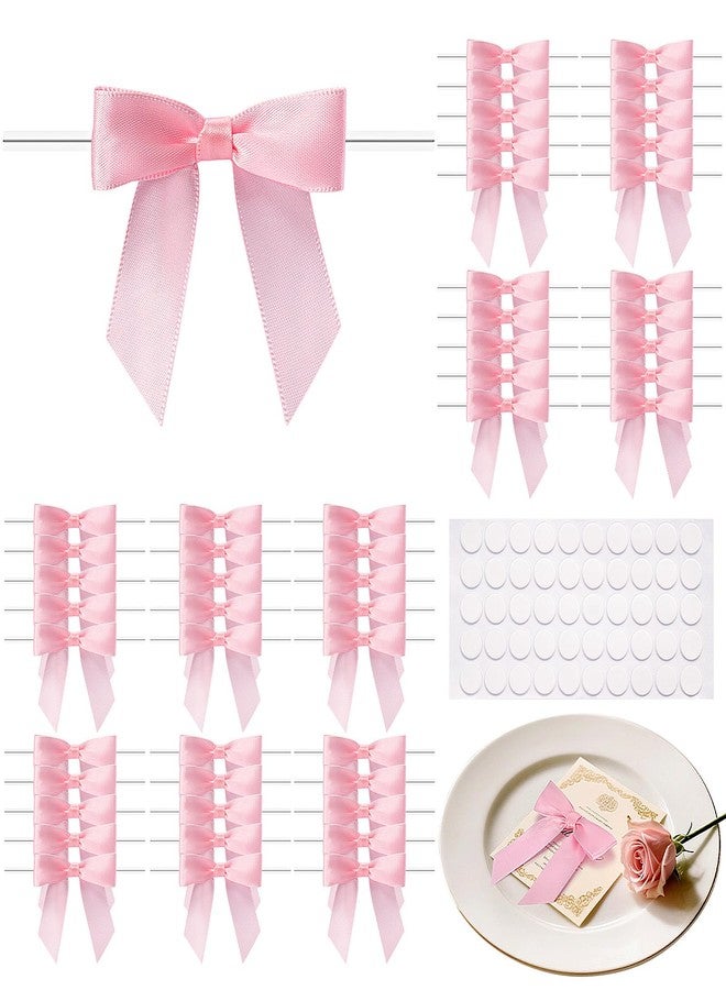 MERDTTES 50 Pcs Pink Mini Bows 2.75 Inch Twist Tie Bows Elegant Pink Bows for Gift Wrapping, DIY Crafts, Party Decorations, Baby Shower, Birthday, Wedding Decor, Gift Bags - Image 1