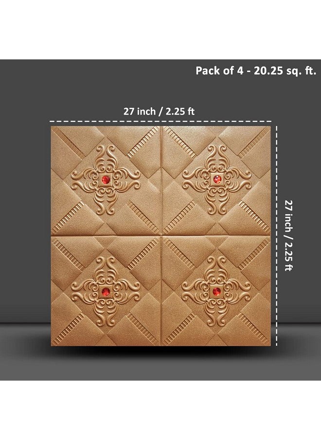 Wembley Self Adhesive Wallpaper For Wall Bedroom Wall Sticker Room Decoration Wall Tiles For Living Room 3D Foam Panels 8Mm 4 Pcs. Copper  - Image 3