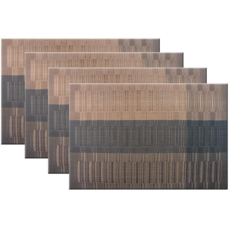 Bright Dream Placemats Plastic Woven Vinyl Wipe Clean for Dining Table 12x18 inches Set of 4（Coffee+Black） - Image 1