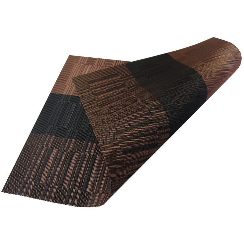 Bright Dream Placemats Plastic Woven Vinyl Wipe Clean for Dining Table 12x18 inches Set of 4（Coffee+Black） - Image 4