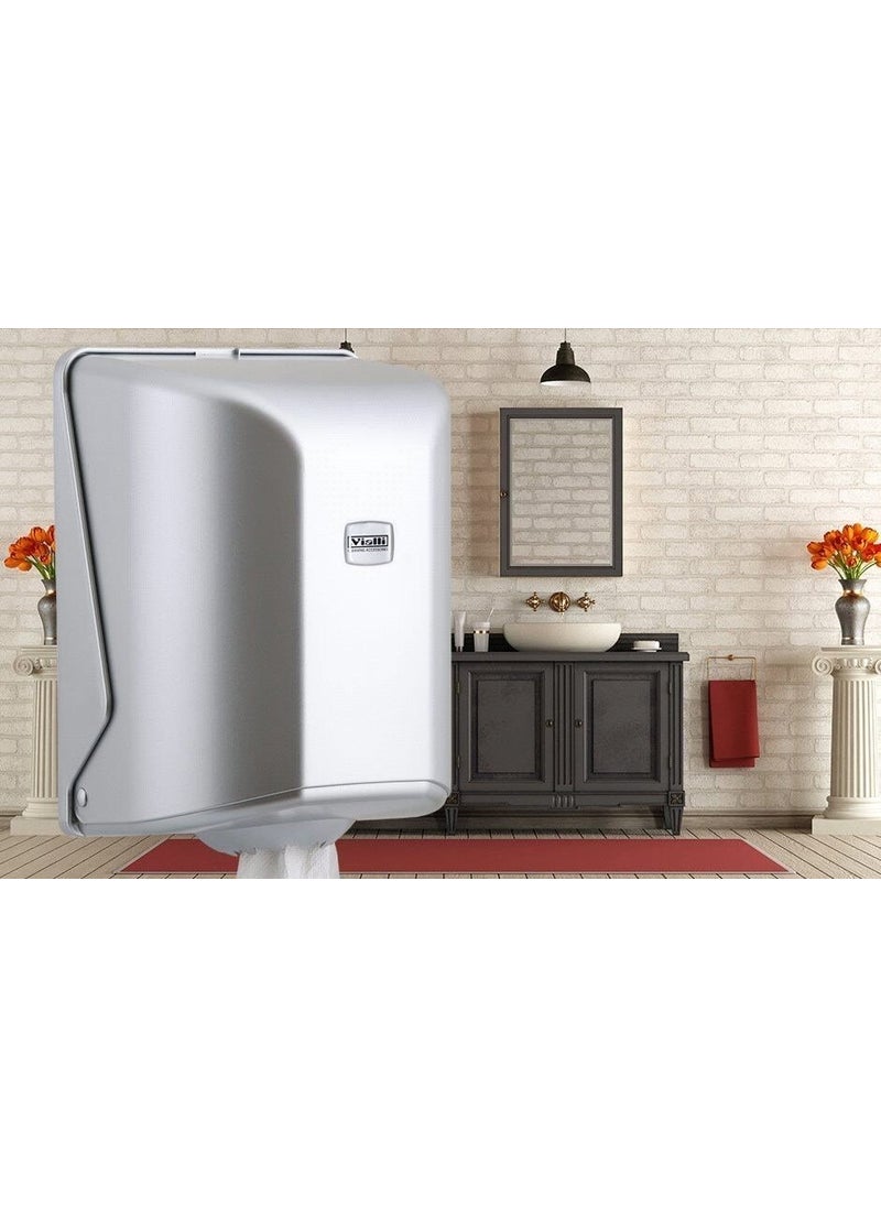 Vialli OG2M Maxi Feedpoint Center Pull Paper Towel Dispenser Metallic  - Image 2