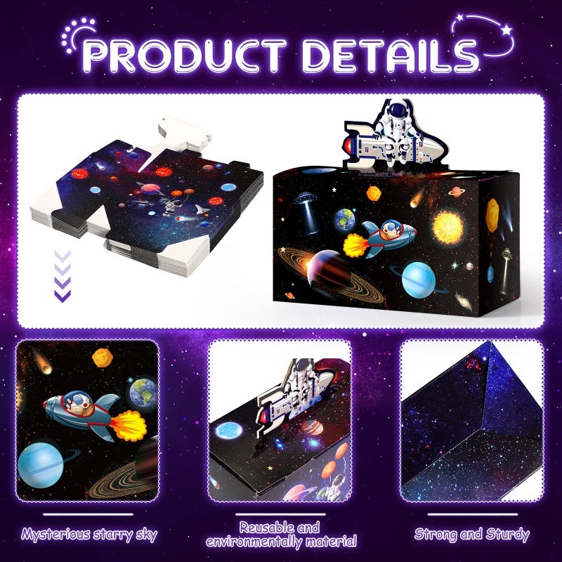 Nezyo 24 Pcs 4.8 x 2.4 x 5.2 Inches Space Party Favor Boxes Small Galaxy Gable Boxes Solar System Planet Cardboard Gift Candy Goodie Bags for Space Theme Birthday Party Supplies(Astronaut) - Image 3