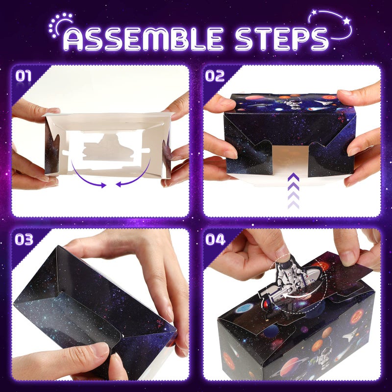 Nezyo 24 Pcs 4.8 x 2.4 x 5.2 Inches Space Party Favor Boxes Small Galaxy Gable Boxes Solar System Planet Cardboard Gift Candy Goodie Bags for Space Theme Birthday Party Supplies(Astronaut) - Image 4