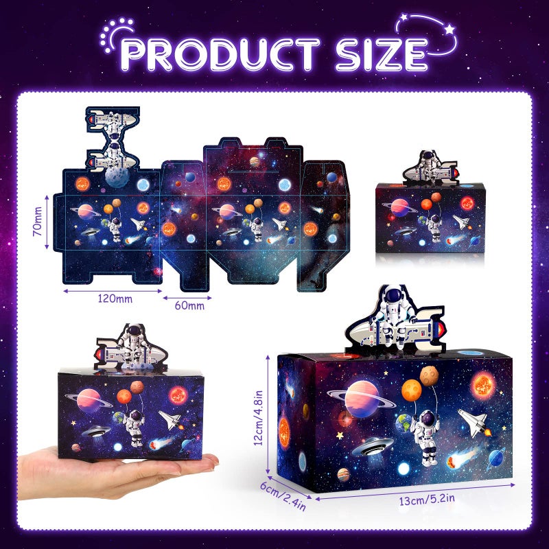 Nezyo 24 Pcs 4.8 x 2.4 x 5.2 Inches Space Party Favor Boxes Small Galaxy Gable Boxes Solar System Planet Cardboard Gift Candy Goodie Bags for Space Theme Birthday Party Supplies(Astronaut) - Image 2