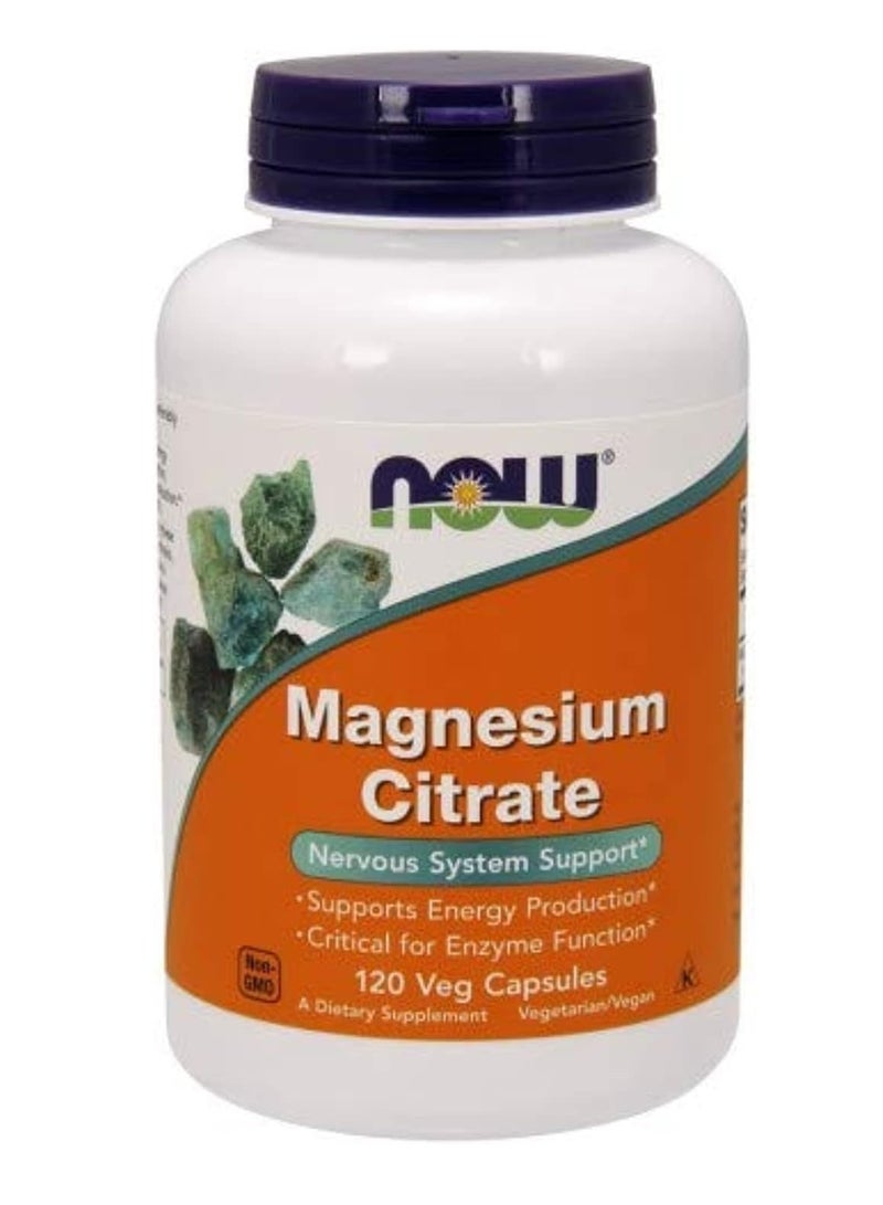 now Magnesium Citrate Support Nervous System Energy Production and Critical for Enzymes function 120 Capsule