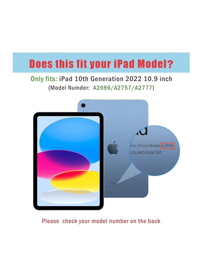 برو كيسيز حافظة آيباد الجيل العاشر مع حامل أقلام 2022 حافظة آيباد 10.9 بوصة، حافظة خلفية شفافة شفافة ثلاثية الطي، غطاء مقاوم للصدمات لجهاز آيباد 2022 الجيل العاشر A2696 A2757 A2777 - كحلي - Image 5