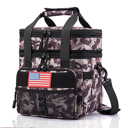 JOYHILL 18 L Tactical Lunch Box - Insulated, Leakproof, and Expandable Double-Deck Cooler Bag for Work, Camping, Picnic - Durable Black Lunch Bag for Adults, 24 Can - Image 1